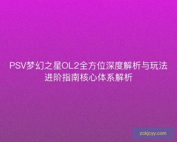 PSV梦幻之星OL2全方位深度解析与玩法进阶指南核心体系解析