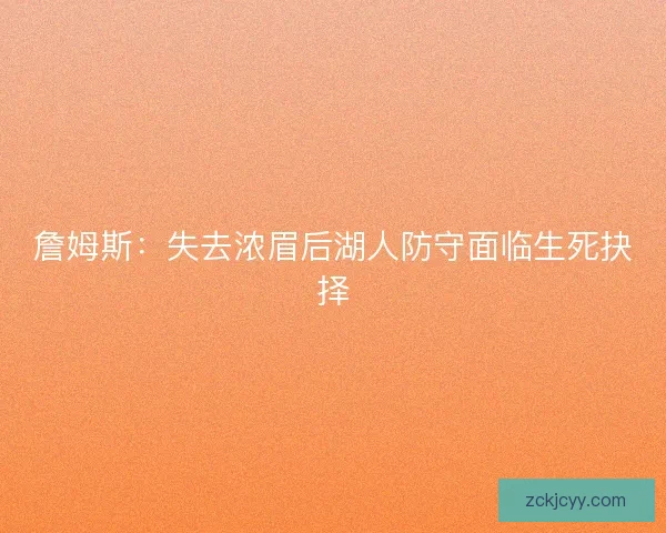 詹姆斯：失去浓眉后湖人防守面临生死抉择
