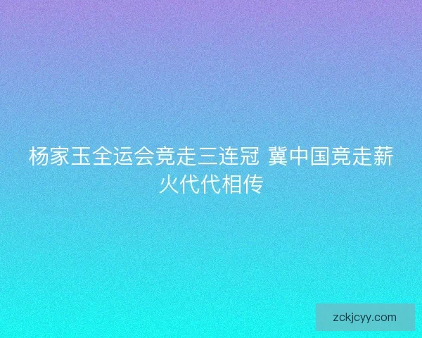 杨家玉全运会竞走三连冠 冀中国竞走薪火代代相传