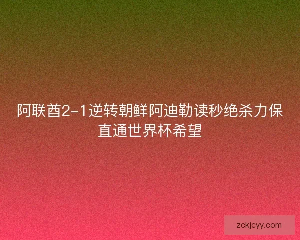 阿联酋2-1逆转朝鲜阿迪勒读秒绝杀力保直通世界杯希望