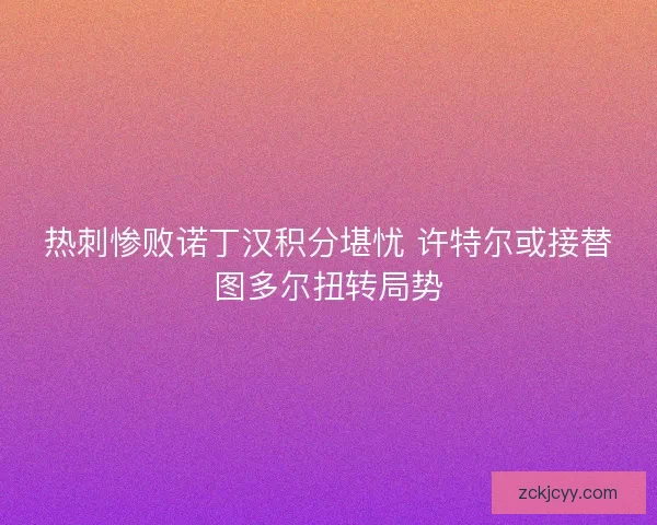 热刺惨败诺丁汉积分堪忧 许特尔或接替图多尔扭转局势