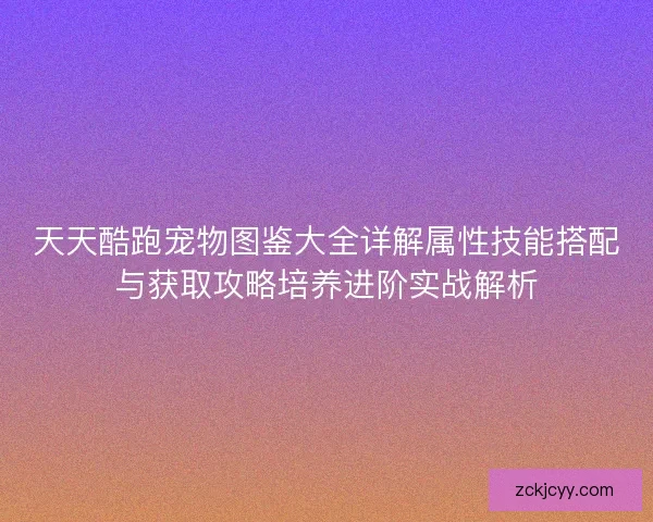 天天酷跑宠物图鉴大全详解属性技能搭配与获取攻略培养进阶实战解析 天天酷跑宠物图鉴大全详解属性技能搭配与获取攻略培养进阶实战解析